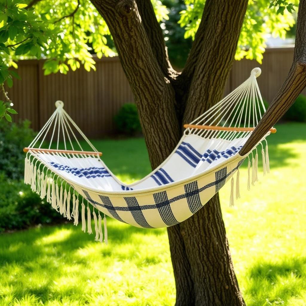 Hand-Woven Cotton Hammock — Navy