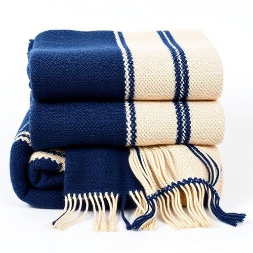 Artisan Wool Throw Blanket — Navy Stripe